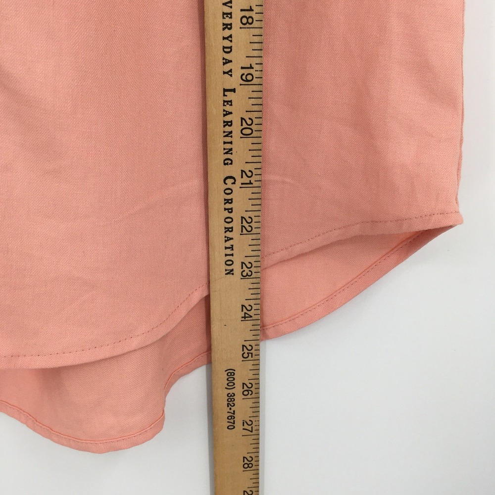 Ophelia Roe Sleeveless Linen Blend Button Down Shirt Womens L Peach Coastal - Picture 5 of 12